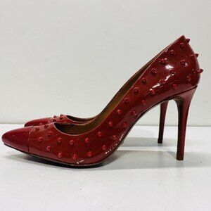 Schutz Women Red Solid Studded Leather High Heel Pointed Toe Heels
